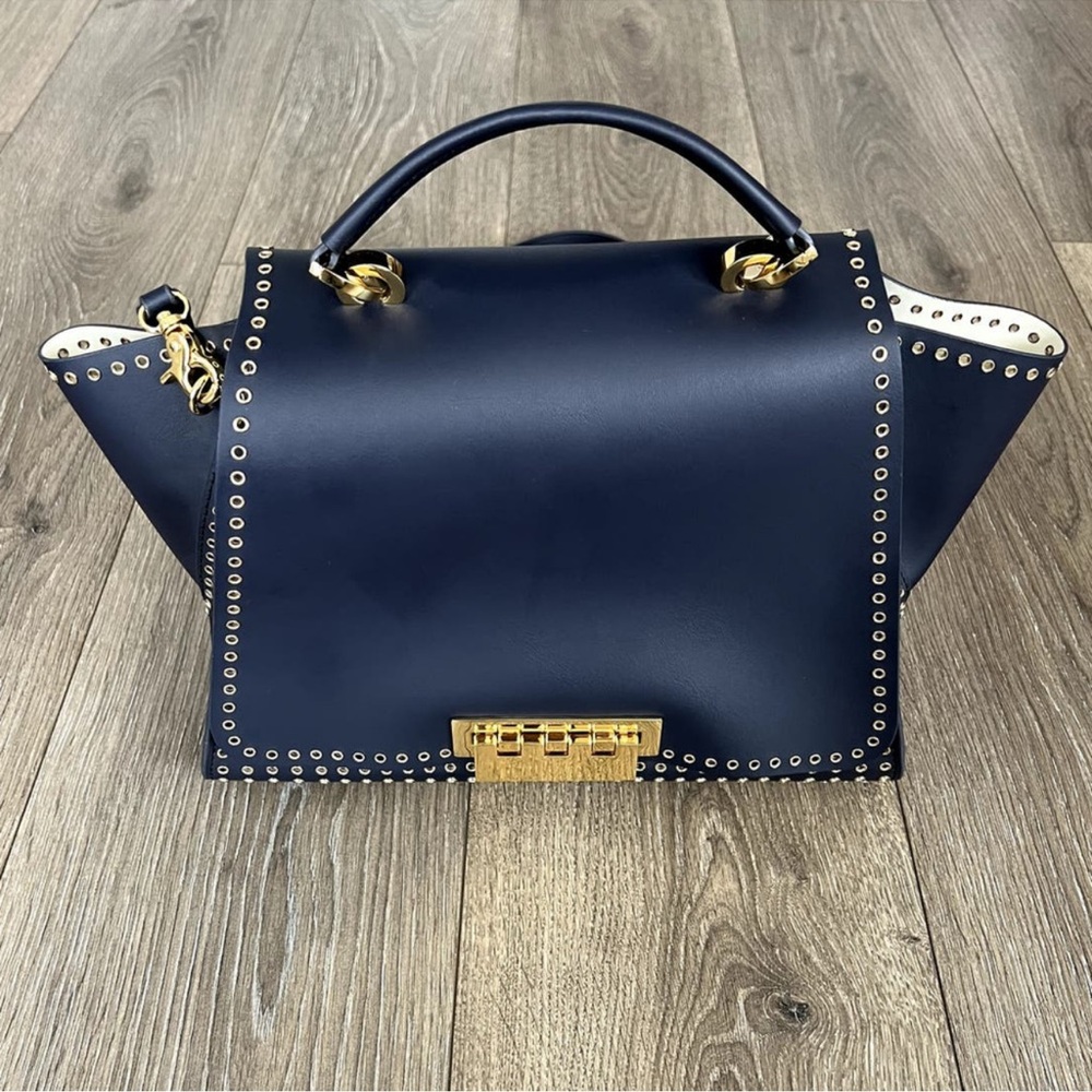 Zac Posen navy iconic Eartha top handle crossbody bag